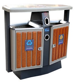 Hot Selling Outdoor Waste Can with Plastic Wood (HW-D02A)